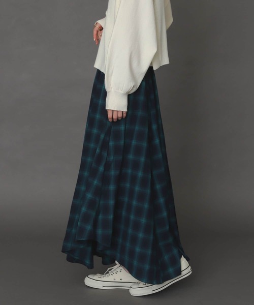 SENSE OF PLACE by URBAN RESEARCH(センスオブプレイスバイアーバンリサーチ)の「チェックイレギュラーヘムフレアスカート(スカート・レディース・イエロー系その他/グリーン系その他/ブラック系その他・ONE)」の12枚目の写真