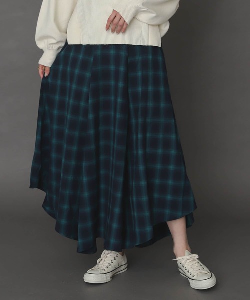 SENSE OF PLACE by URBAN RESEARCH(センスオブプレイスバイアーバンリサーチ)の「チェックイレギュラーヘムフレアスカート(スカート・レディース・イエロー系その他/グリーン系その他/ブラック系その他・ONE)」の15枚目の写真