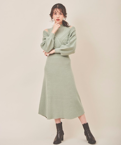 新品　31 sons de mode レイヤード風　カシュクールニットワンピース 新品 31 sons de mode レイヤード風 カシュクールニット