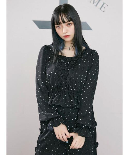 EATME（イートミー）の「FRONTレースアップペプラムブラウス（セットアップ可能）（シャツ/ブラウス・レディース・ブラック/ベージュ/その他1・FREE）」の5枚目の写真