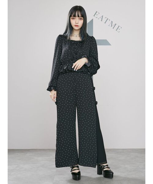 EATME（イートミー）の「FRONTレースアップペプラムブラウス（セットアップ可能）（シャツ/ブラウス・レディース・ブラック/ベージュ/その他1・FREE）」の6枚目の写真