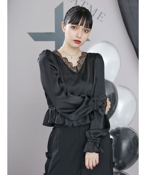 EATME（イートミー）の「FRONTレースアップペプラムブラウス（セットアップ可能）（シャツ/ブラウス・レディース・ブラック/ベージュ/その他1・FREE）」の8枚目の写真