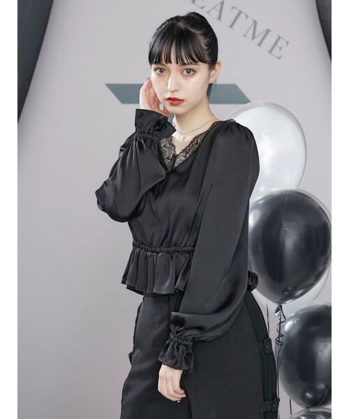 EATME（イートミー）の「FRONTレースアップペプラムブラウス（セットアップ可能）（シャツ/ブラウス・レディース・ブラック/ベージュ/その他1・FREE）」の10枚目の写真