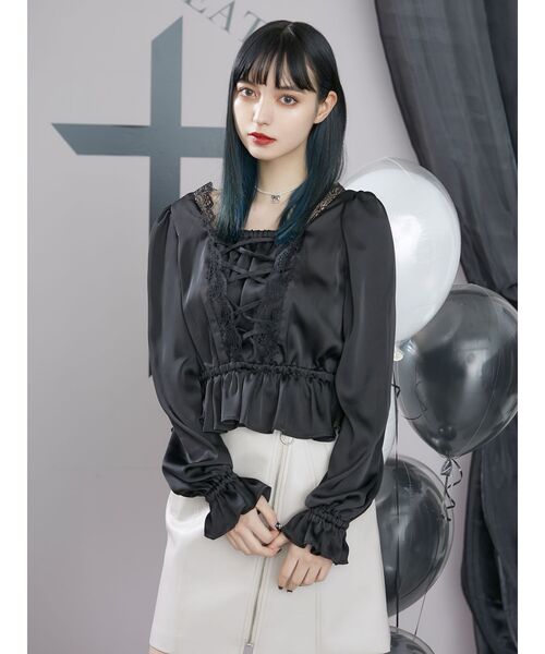 EATME（イートミー）の「FRONTレースアップペプラムブラウス（セットアップ可能）（シャツ/ブラウス・レディース・ブラック/ベージュ/その他1・FREE）」の13枚目の写真