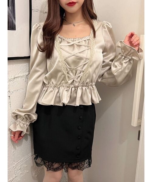 EATME（イートミー）の「FRONTレースアップペプラムブラウス（セットアップ可能）（シャツ/ブラウス・レディース・ブラック/ベージュ/その他1・FREE）」の20枚目の写真