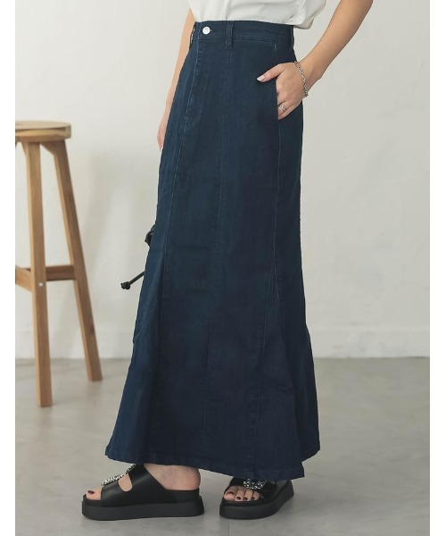 Re:EDIT（リエディ）の「[低身長サイズ有]リサイクルデニムマーメイドスカート（デニムスカート・レディース・ネイビー/ブルー/グレー・LARGE/MEDIUM/SHORT）」の3枚目の写真