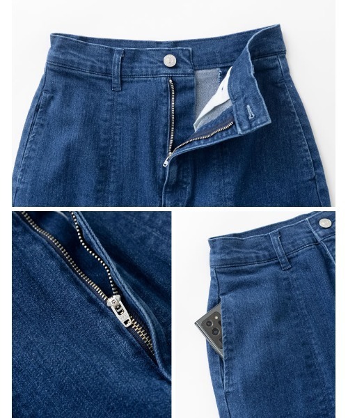 Re:EDIT（リエディ）の「[低身長サイズ有]リサイクルデニムマーメイドスカート（デニムスカート・レディース・ネイビー/ブルー/グレー・LARGE/MEDIUM/SHORT）」の5枚目の写真