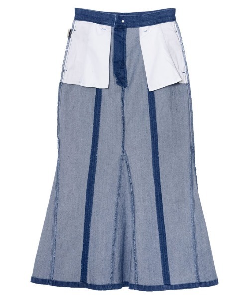 Re:EDIT（リエディ）の「[低身長サイズ有]リサイクルデニムマーメイドスカート（デニムスカート・レディース・ネイビー/ブルー/グレー・LARGE/MEDIUM/SHORT）」の7枚目の写真