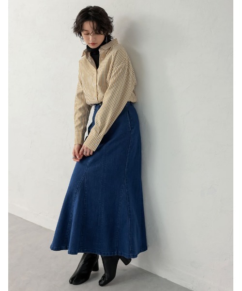 Re:EDIT（リエディ）の「[低身長サイズ有]リサイクルデニムマーメイドスカート（デニムスカート・レディース・ネイビー/ブルー/グレー・LARGE/MEDIUM/SHORT）」の22枚目の写真