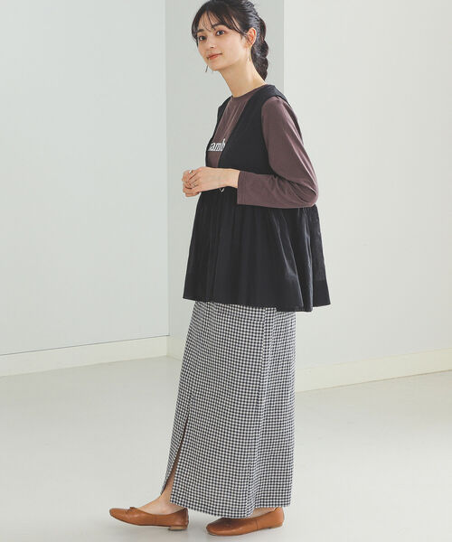 BEAMS HEART（ビームスハート）の「BEAMS HEART / プリントTシャツ×ジレ セット（Tシャツ/カットソー・レディース・ブラウン/オフホワイト/オリーブ・FREE）」の19枚目の写真