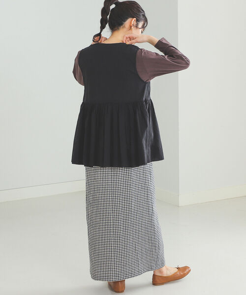 BEAMS HEART（ビームスハート）の「BEAMS HEART / プリントTシャツ×ジレ セット（Tシャツ/カットソー・レディース・ブラウン/オフホワイト/オリーブ・FREE）」の7枚目の写真