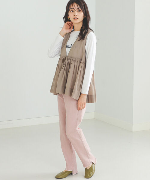 BEAMS HEART（ビームスハート）の「BEAMS HEART / プリントTシャツ×ジレ セット（Tシャツ/カットソー・レディース・ブラウン/オフホワイト/オリーブ・FREE）」の12枚目の写真