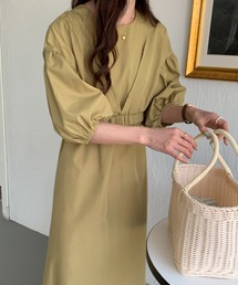 五分袖Vネックショートトップス×キャミソールワンピース
