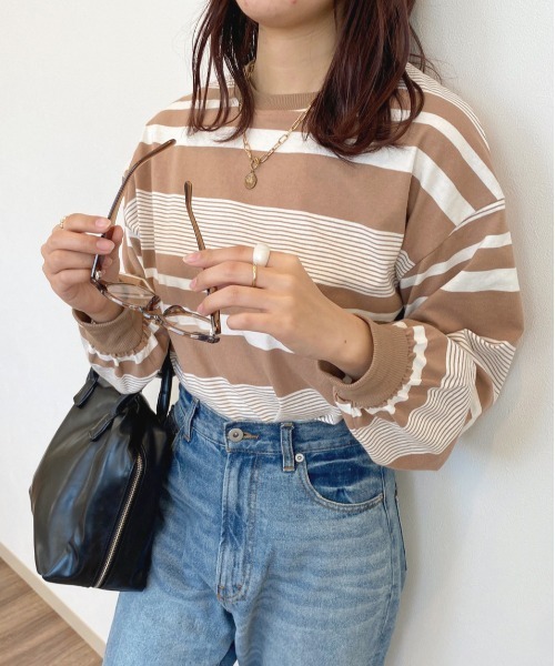 apres jour（アプレジュール）の「アソートボーダートップス【ZOZOTOWN限定アイテム】（Tシャツ/カットソー・レディース・ダークグリーン/グリーン系その他/ベージュ/ライトベージュ・フリー/X-LARGE）」の2枚目の写真