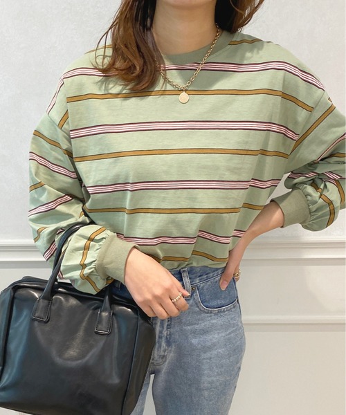 apres jour（アプレジュール）の「アソートボーダートップス【ZOZOTOWN限定アイテム】（Tシャツ/カットソー・レディース・ダークグリーン/グリーン系その他/ベージュ/ライトベージュ・フリー/X-LARGE）」の11枚目の写真