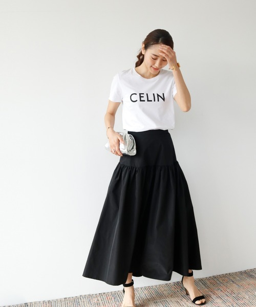 ELFRANK（エルフランク）の「ティアード切替ギャザーフレアロングスカート 【洗える】（スカート・レディース・ブラック/グリーン/ライム/ピンク・FREE）」の20枚目の写真