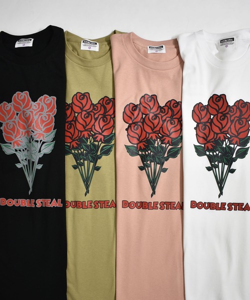 DOUBLE STEAL（ダブルスティール）の「Bouquet Tシャツ（Tシャツ/カットソー・メンズ・ホワイト/ブラック/カーキ/ピンク・MEDIUM/LARGE/X-LARGE/XX-LARGE）」の6枚目の写真