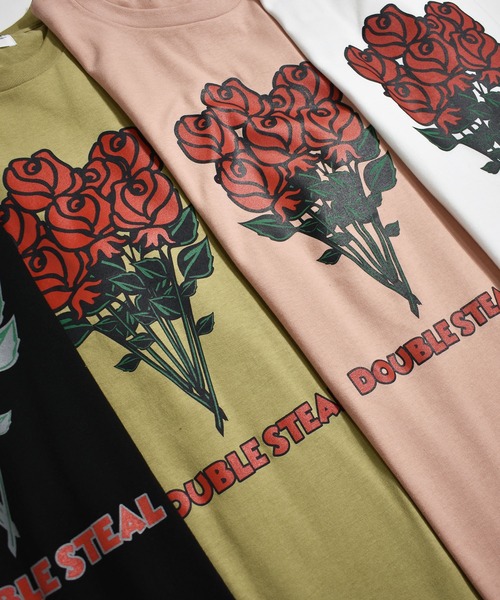 DOUBLE STEAL（ダブルスティール）の「Bouquet Tシャツ（Tシャツ/カットソー・メンズ・ホワイト/ブラック/カーキ/ピンク・MEDIUM/LARGE/X-LARGE/XX-LARGE）」の5枚目の写真