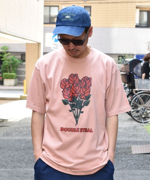 DOUBLE STEAL（ダブルスティール）の「Bouquet Tシャツ（Tシャツ/カットソー・メンズ・ホワイト/ブラック/カーキ/ピンク・MEDIUM/LARGE/X-LARGE/XX-LARGE）」の7枚目の写真