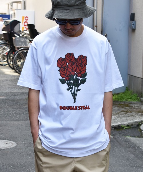 DOUBLE STEAL（ダブルスティール）の「Bouquet Tシャツ（Tシャツ/カットソー・メンズ・ホワイト/ブラック/カーキ/ピンク・MEDIUM/LARGE/X-LARGE/XX-LARGE）」の22枚目の写真