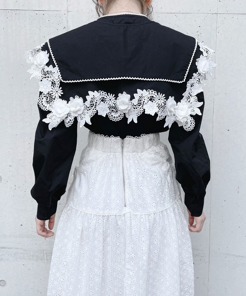 PAIN(ペイン)の「ダブルカラーレーシィブラウス(シャツ/ブラウス・レディース・ホワイト/ブラック/ブルー・FREE)」の11枚目の写真