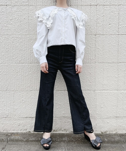 PAIN(ペイン)の「ダブルカラーレーシィブラウス(シャツ/ブラウス・レディース・ホワイト/ブラック/ブルー・FREE)」の9枚目の写真