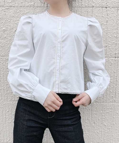 PAIN(ペイン)の「ダブルカラーレーシィブラウス(シャツ/ブラウス・レディース・ホワイト/ブラック/ブルー・FREE)」の18枚目の写真