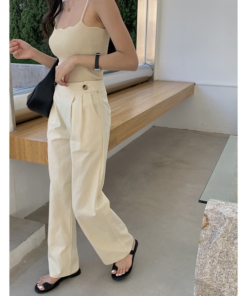 LAFFMO（ラフモ）の「リネンライクストレートパンツ（スラックス・レディース・ブラック/ベージュ・MEDIUM/LARGE）」の17枚目の写真