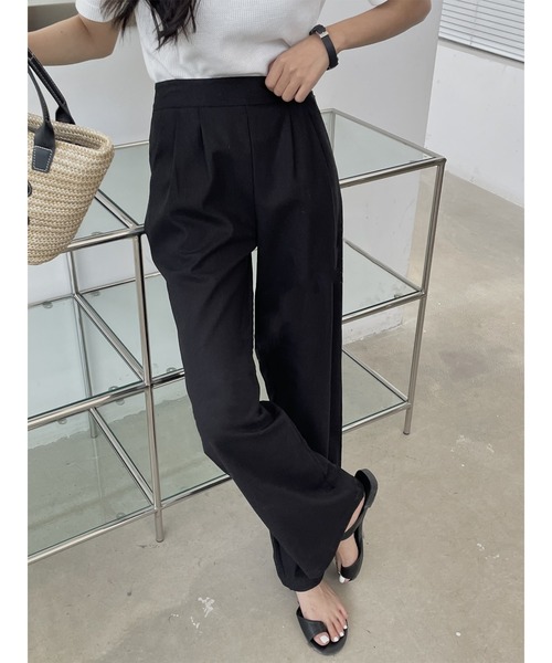 LAFFMO（ラフモ）の「リネンライクストレートパンツ（スラックス・レディース・ブラック/ベージュ・MEDIUM/LARGE）」の12枚目の写真