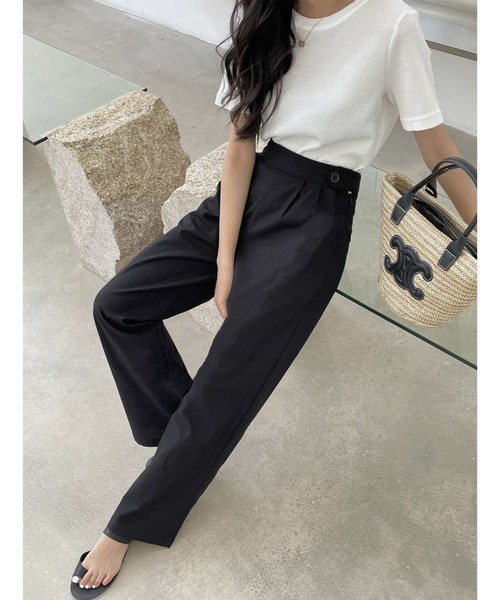 LAFFMO（ラフモ）の「リネンライクストレートパンツ（スラックス・レディース・ブラック/ベージュ・MEDIUM/LARGE）」の13枚目の写真