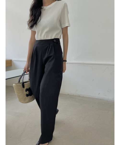 LAFFMO（ラフモ）の「リネンライクストレートパンツ（スラックス・レディース・ブラック/ベージュ・MEDIUM/LARGE）」の14枚目の写真