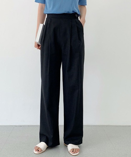 LAFFMO（ラフモ）の「リネンライクストレートパンツ（スラックス・レディース・ブラック/ベージュ・MEDIUM/LARGE）」の19枚目の写真