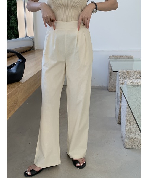 LAFFMO（ラフモ）の「リネンライクストレートパンツ（スラックス・レディース・ブラック/ベージュ・MEDIUM/LARGE）」の15枚目の写真