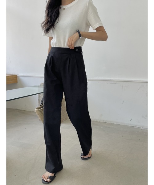 LAFFMO（ラフモ）の「リネンライクストレートパンツ（スラックス・レディース・ブラック/ベージュ・MEDIUM/LARGE）」の21枚目の写真