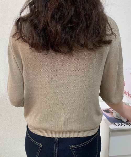 ABITOKYO（アビトーキョー）の「Vネックシアーニットトップス（ニット/セーター・レディース・ホワイト/ブラック/グレイッシュベージュ・FREE）」の14枚目の写真