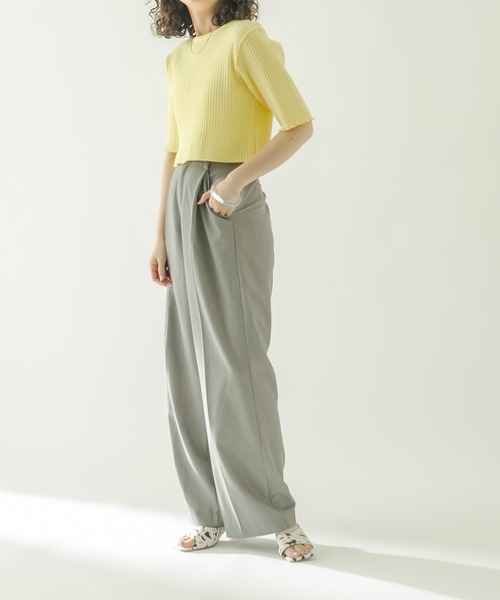 mystic(ミスティック)の「バックスリット半袖ニット(ニット/セーター・レディース・ネイビー/オフホワイト/ピンク/イエロー/ブルー/ラベンダー・FREE)」の21枚目の写真