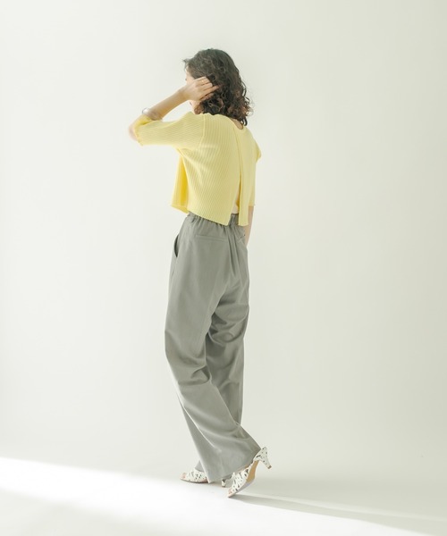 mystic(ミスティック)の「バックスリット半袖ニット(ニット/セーター・レディース・ネイビー/オフホワイト/ピンク/イエロー/ブルー/ラベンダー・FREE)」の16枚目の写真