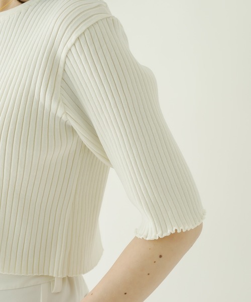 mystic(ミスティック)の「バックスリット半袖ニット(ニット/セーター・レディース・ネイビー/オフホワイト/ピンク/イエロー/ブルー/ラベンダー・FREE)」の8枚目の写真