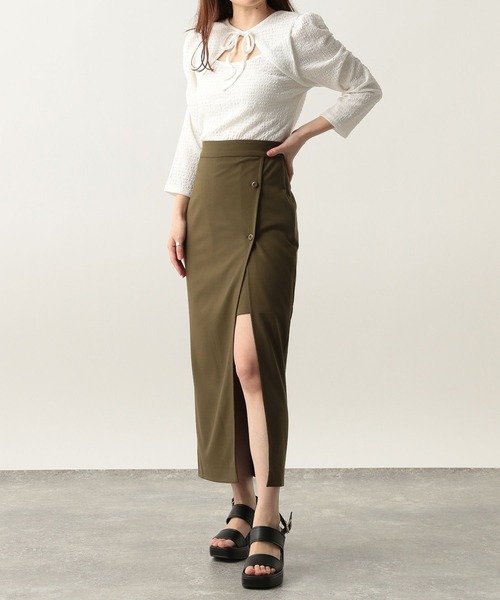 Heather(ヘザー)の「深スリットショートパンツスカート 283389(スカート・レディース・アイボリー/ブラック/カーキ・M/S)」の5枚目の写真