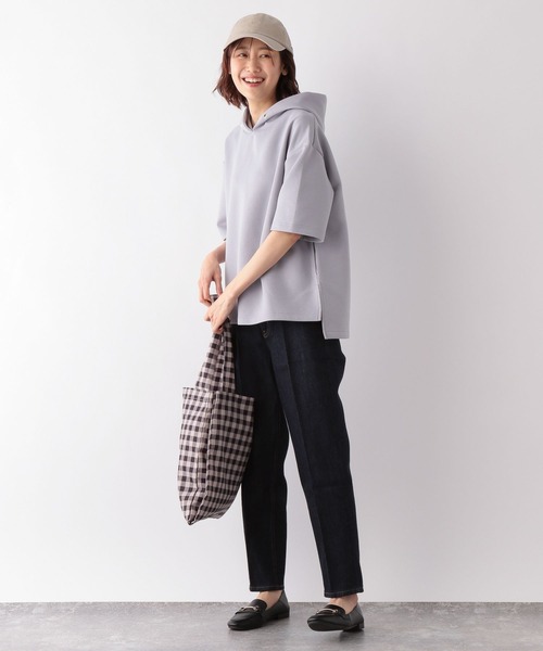 GLOBAL WORK（グローバルワーク）の「サマ見えAiryパーカー半袖/274459（Tシャツ/カットソー・レディース・アイボリー/ダークグレー/ライトグリーン/パープル系その他6・FREE）」の7枚目の写真