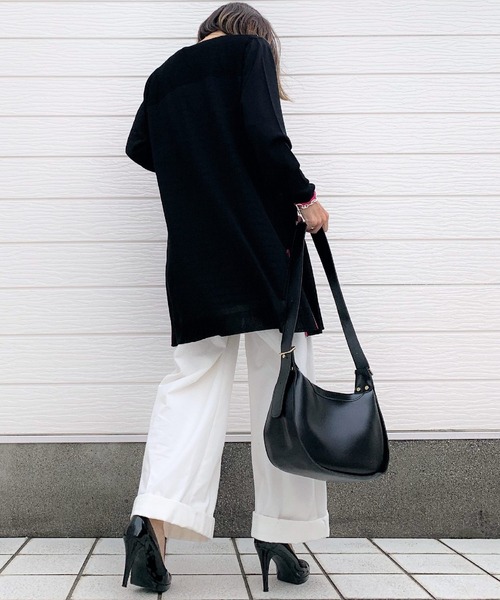 Q(キュー)の「ロングカーディガン(カーディガン/ボレロ・レディース・ブラック/ライトグリーン/アイボリー・MEDIUM)」の8枚目の写真