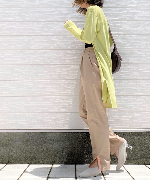 Q(キュー)の「ロングカーディガン(カーディガン/ボレロ・レディース・ブラック/ライトグリーン/アイボリー・MEDIUM)」の9枚目の写真