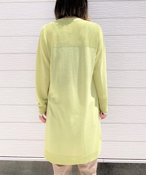 Q(キュー)の「ロングカーディガン(カーディガン/ボレロ・レディース・ブラック/ライトグリーン/アイボリー・MEDIUM)」の6枚目の写真