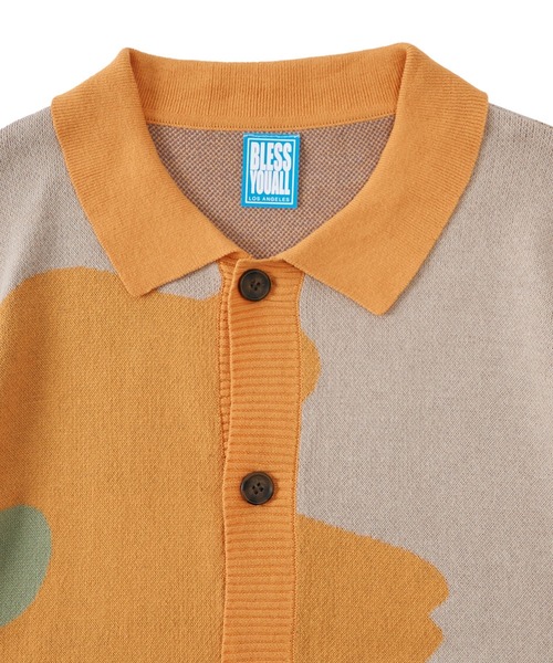 WHO'S WHO gallery（フーズフーギャラリー）の「【BLESS YOU/ブレスユー】フラワー半袖ポロカーディガン（ポロシャツ・メンズ・ベージュ/ネイビー・FREE）」の11枚目の写真