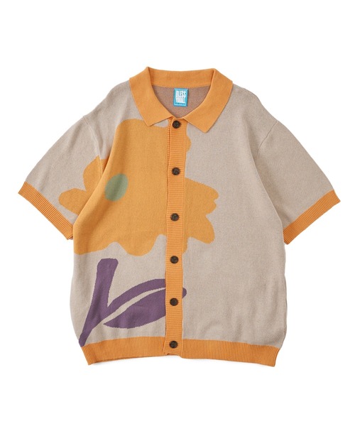 WHO'S WHO gallery（フーズフーギャラリー）の「【BLESS YOU/ブレスユー】フラワー半袖ポロカーディガン（ポロシャツ・メンズ・ベージュ/ネイビー・FREE）」の9枚目の写真