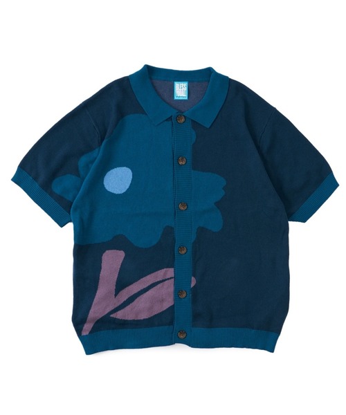 WHO'S WHO gallery（フーズフーギャラリー）の「【BLESS YOU/ブレスユー】フラワー半袖ポロカーディガン（ポロシャツ・メンズ・ベージュ/ネイビー・FREE）」の4枚目の写真