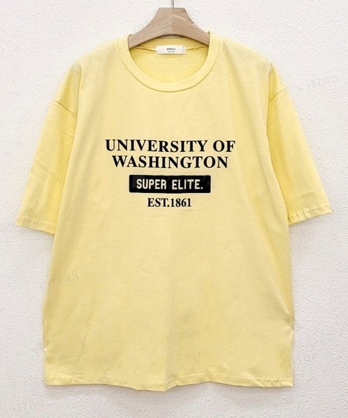 Dalfwin(ダールフィン)の「UNIVERSITYプリント半袖Tシャツ(Tシャツ/カットソー・レディース・ホワイト/ブラック/イエロー/オレンジ・FREE)」の17枚目の写真