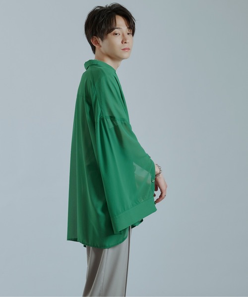 Ellno Loset（エルノロゼット）の「アームスリットシアーシャツ（シャツ/ブラウス・メンズ・ブラック/グリーン/オフホワイト・MEDIUM/LARGE）」の19枚目の写真