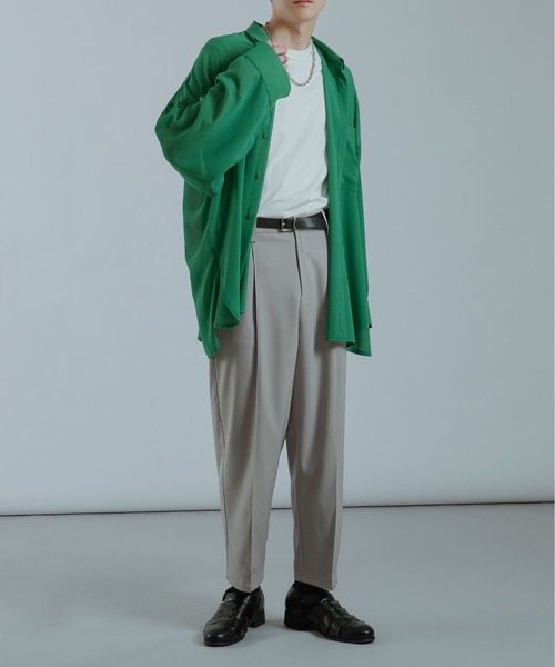 Ellno Loset（エルノロゼット）の「アームスリットシアーシャツ（シャツ/ブラウス・メンズ・ブラック/グリーン/オフホワイト・MEDIUM/LARGE）」の15枚目の写真