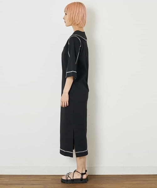 A de a.v.v（アードアー・ヴェ・ヴェ）の「セーラーカラー配色ステッチワンピース（ワンピース・レディース・ホワイト/ブラック・38/36）」の5枚目の写真